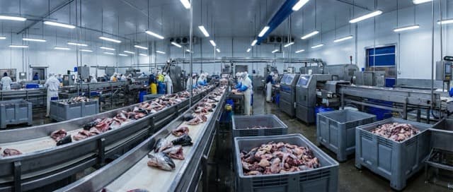 Fishery processing facility generating high-moisture fish waste byproducts requiring advanced treatment