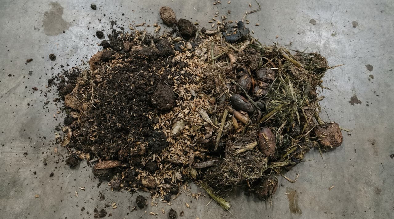 Mixed organic agricultural waste — livestock manure, processing offal, and organic material suitable for PHANTOM subcritical hydrolysis treatment