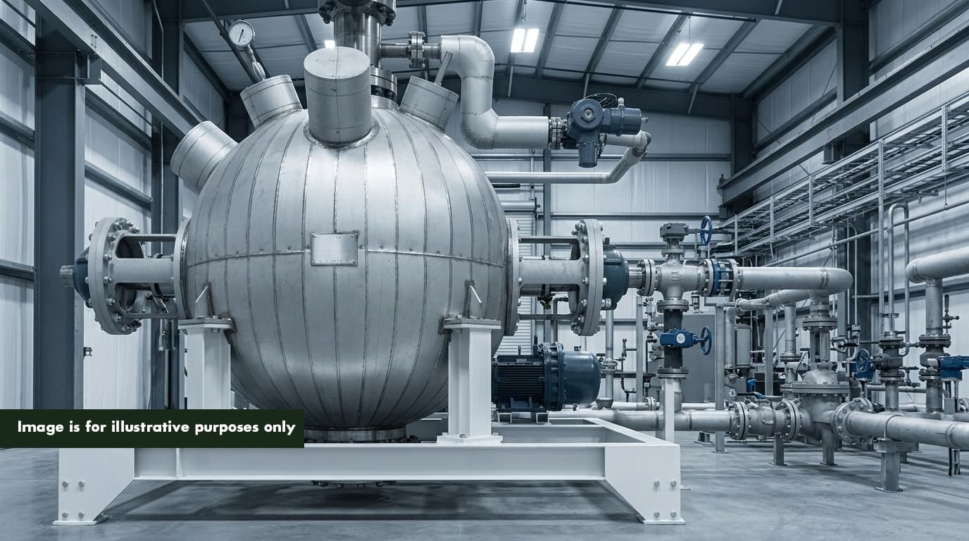 Industrial hazardous waste handling in a UK manufacturing facility — showing the distinction between PCB-contaminated equipment requiring EA-registered specialist disposal and organic industrial waste streams that qualify for on-site subcritical water hydrolysis treatment