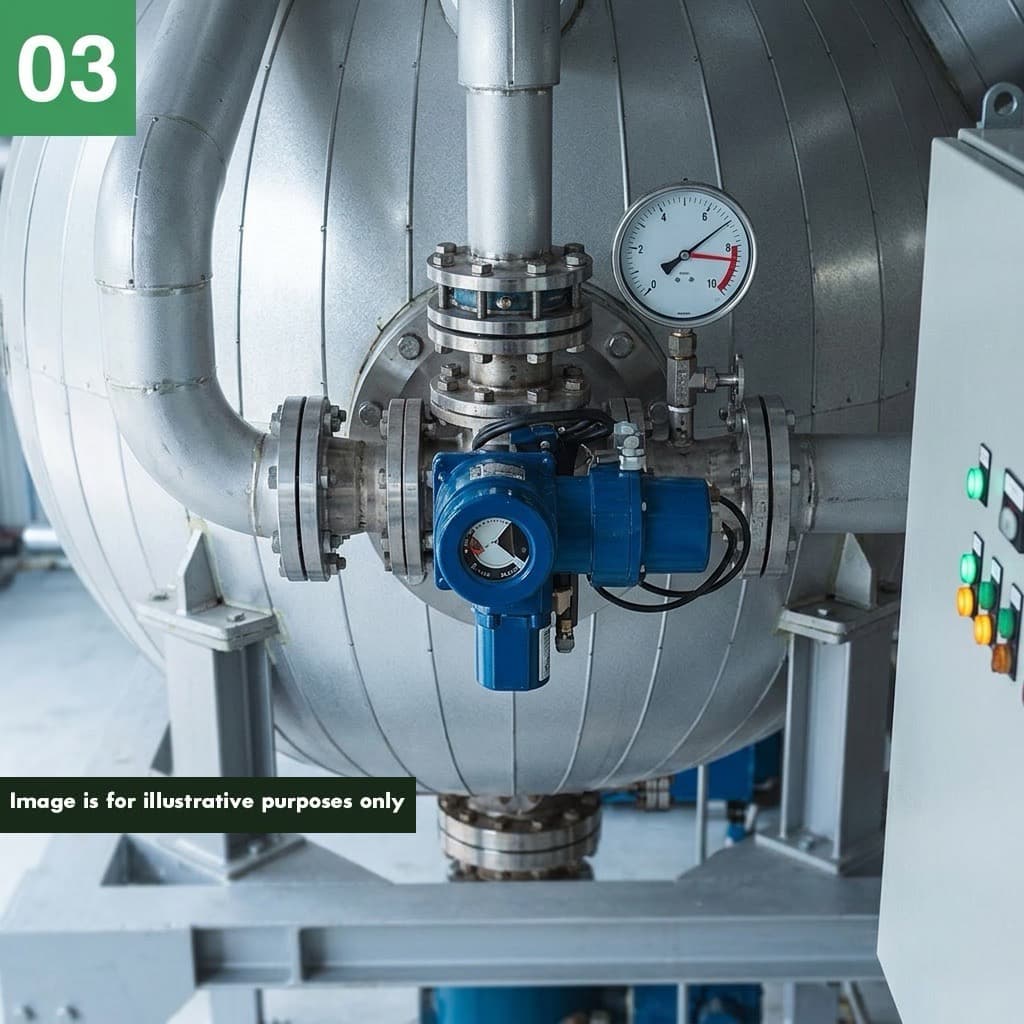 Step 3 of 4: the PHANTOM vessel at operating pressure during the 30-minute hydrolysis cycle — subcritical water at 180–220°C destroys pathogens at 6-log reduction and cleaves antibiotic molecular bonds that conventional composting cannot break.