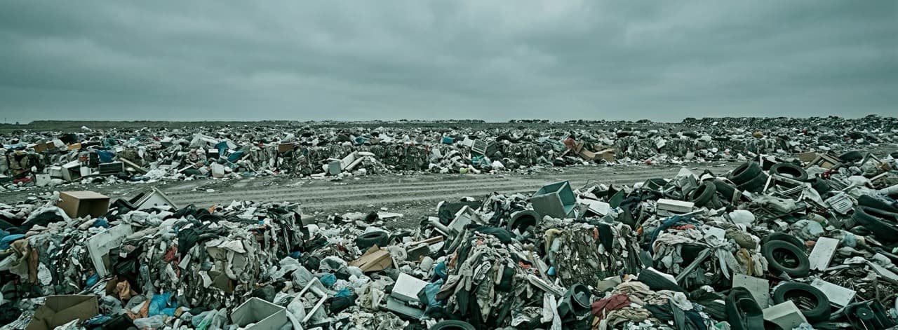 Wide-angle view of industrial landfill site representing the escalating disposal costs facing UK, EU, and global manufacturing facilities in 2025–2026
