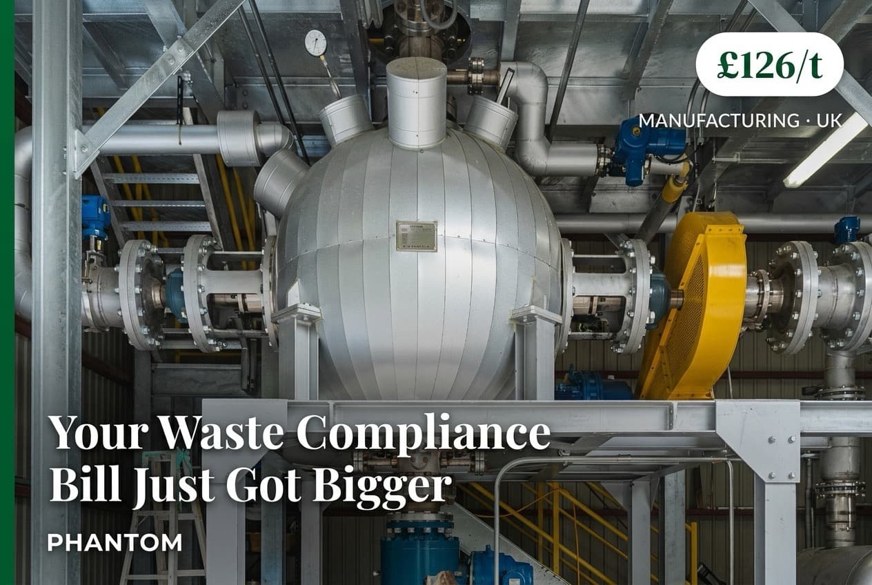PHANTOM subcritical water hydrolysis pressure vessel — industrial on-site waste treatment system for UK manufacturing facilities