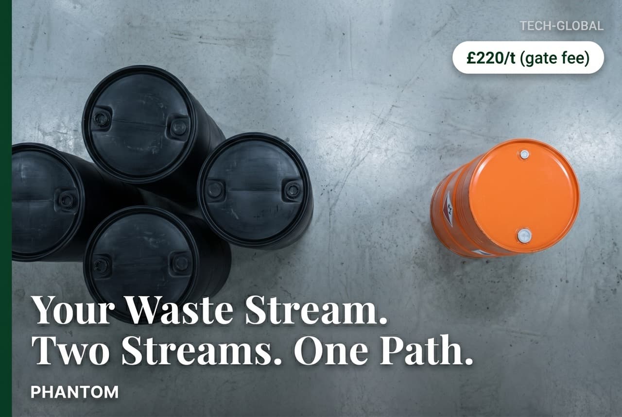 Industrial hazardous waste classification in a UK facility — separating PCB-contaminated equipment streams from organic industrial waste that qualifies for on-site subcritical water hydrolysis treatment