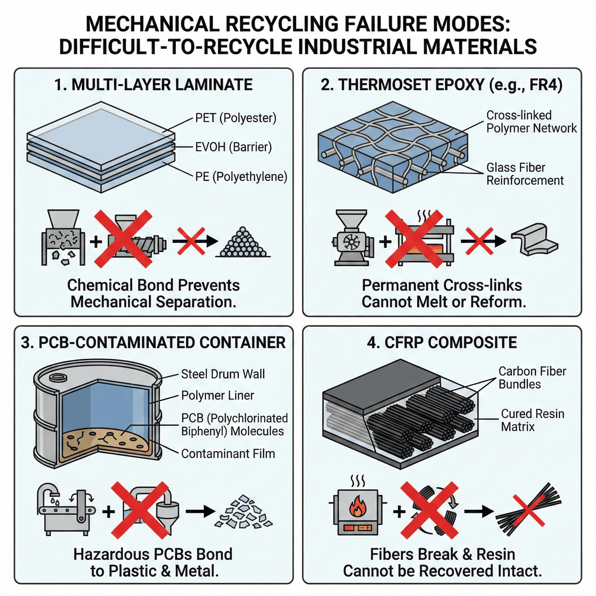 Four categories of industrial plastic waste that cannot be processed by conventional mechanical recycling methods