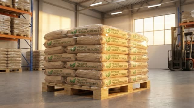 Packaged organic fertilizer produced from livestock manure using Phantom PHANTOM subcritical water hydrolysis — ready for retail distribution