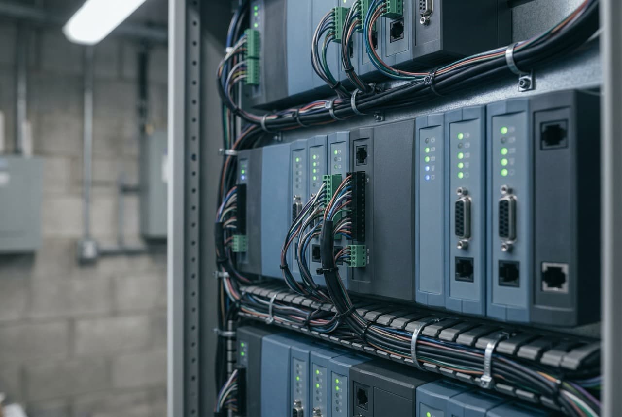 Compliance documentation and monitoring equipment in an industrial facility — representing the mandatory Monitoring Plan submission and third-party emissions verification requirements that UK waste incinerators must meet from 1 January 2026 under the UK ETS MRV period