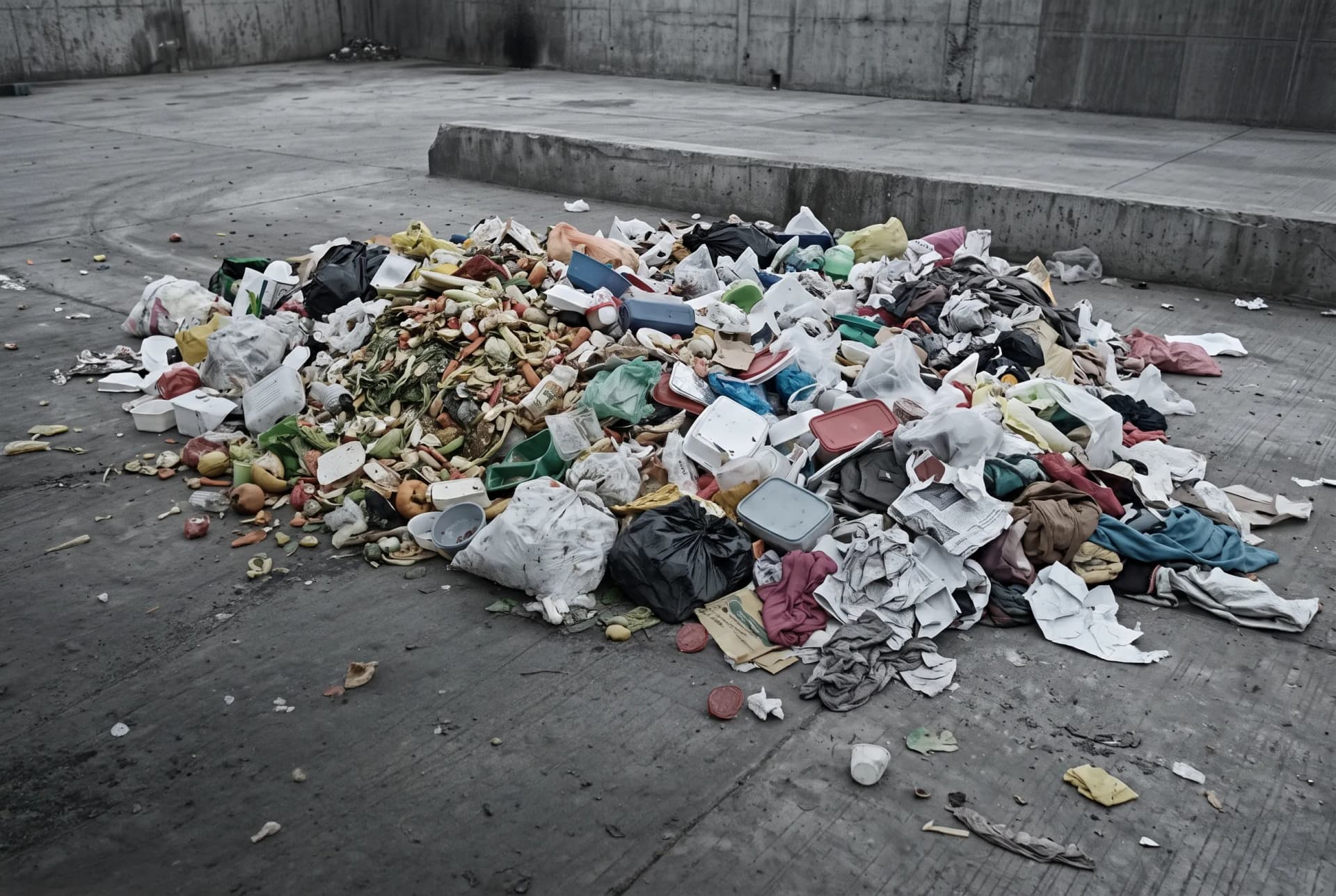Mixed unsegregated municipal solid waste in India before segregation — of roughly 170,000 tonnes generated daily, around 24% is sent to landfill.